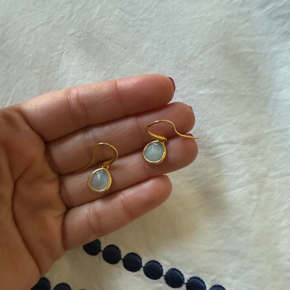 Monica Vinader Siren Aquamarine Drop Earrings - Picture 4 of 5